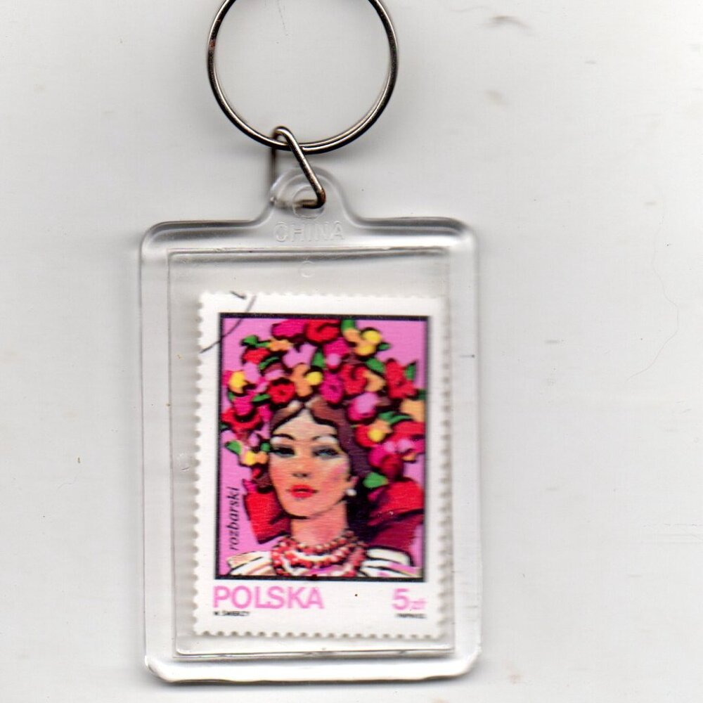 Colorful Traditional Polish Head Dress Stamp Keyring